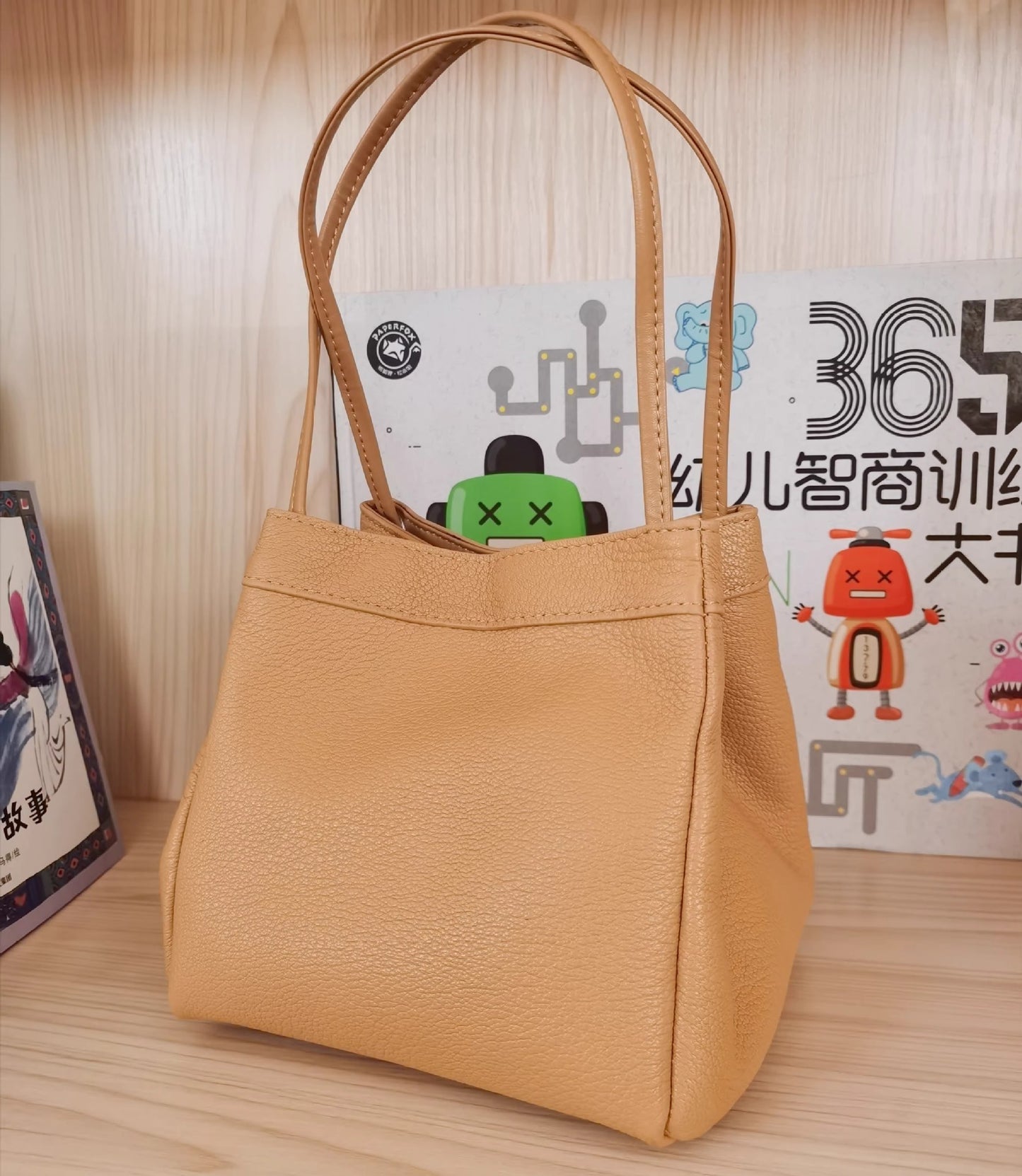 新中式国风晕染菜篮子包牛皮绸缎锦囊包手提包女单肩斜挎包水桶包