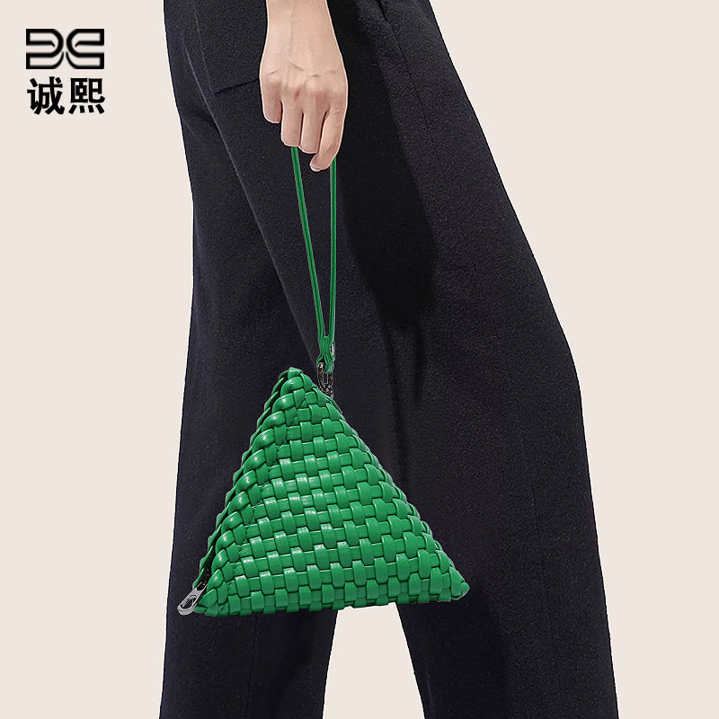 手工编织包小巧收纳包端午节粽子零钱包三角形个性创意单肩斜挎包