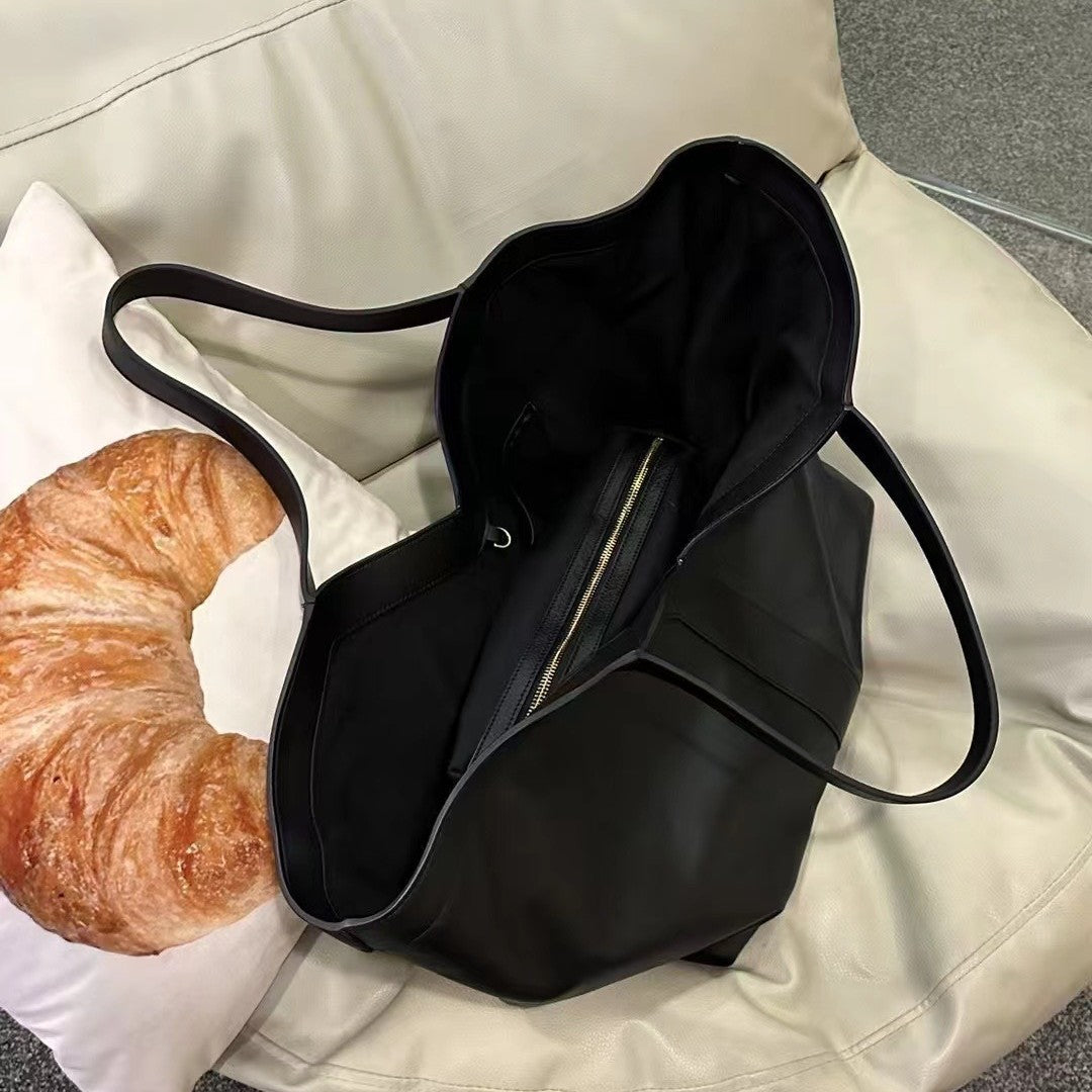 新款潮流牛皮Y字简约托特包大容量单肩腋下手提进口皮料时尚女包