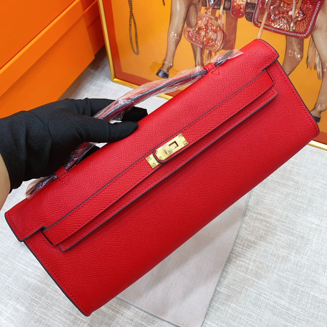 凯莉epsom掌纹手包真皮女包时尚kelly荔枝纹牛皮晚宴包亚马逊代发