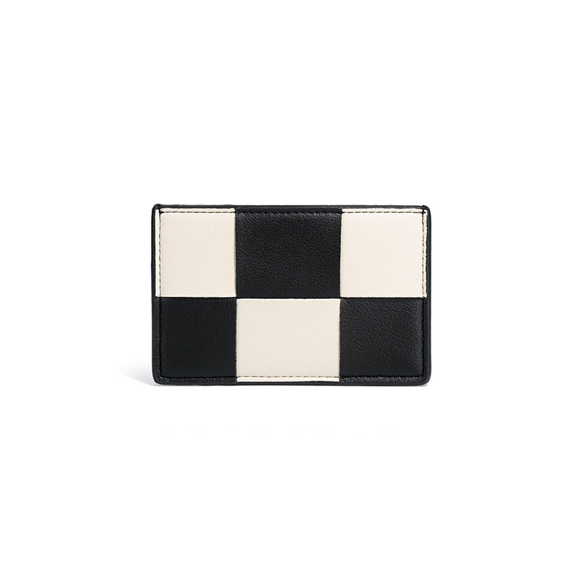 工厂批发时尚编织超薄卡包潮流棋盘格卡夹多功能男女通用收纳卡套