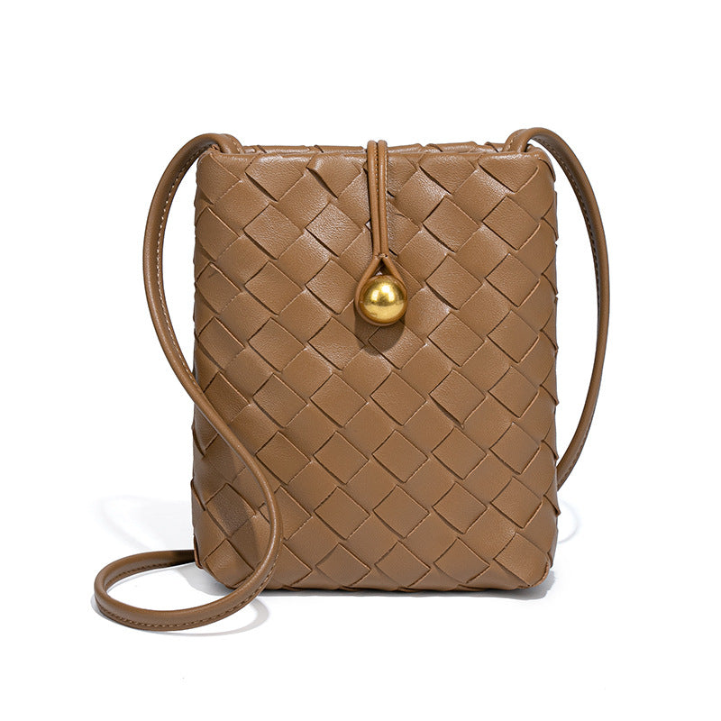 时尚迷你竖款编织手机包复古百搭斜挎零钱包小众质感潮流单肩女包