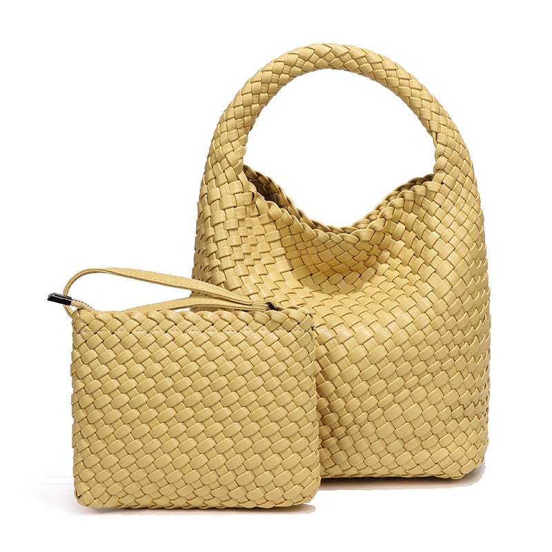 韩版时尚编织子母包纯色百搭简约手提包新款轻奢小众单肩斜挎女包