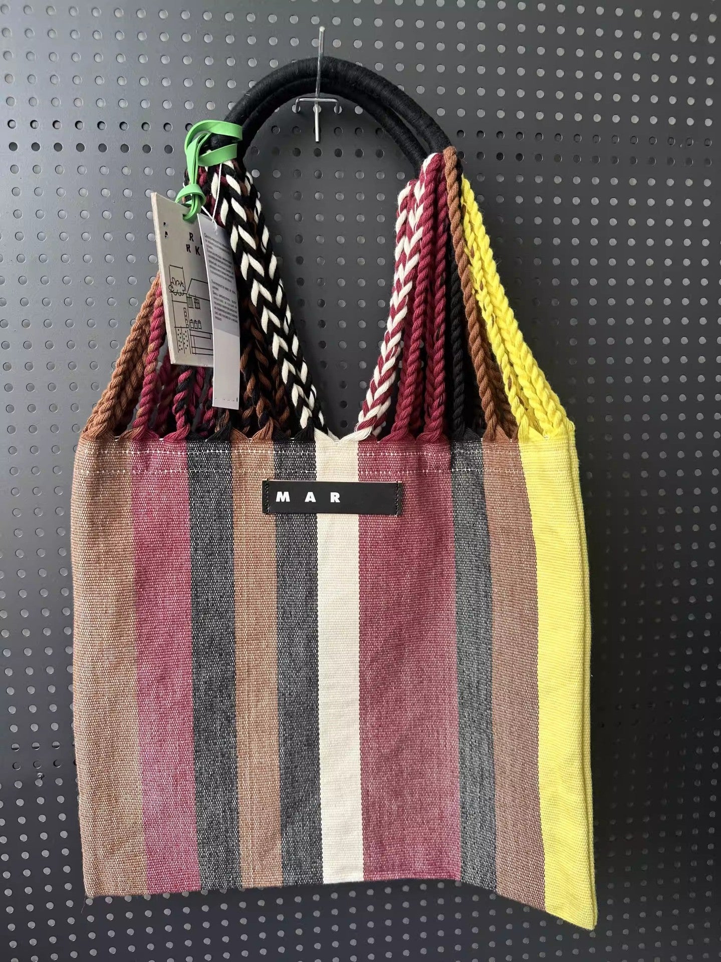 玛尼帆布吊床包针织条纹编织包大容量购物袋休闲单肩手提托特女包