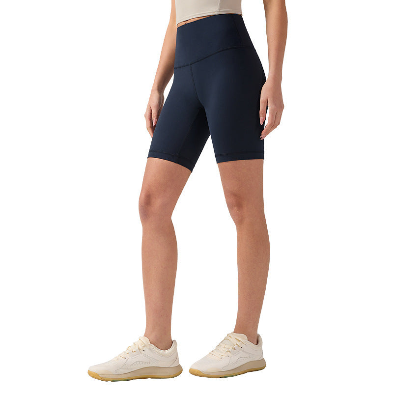 裸感瑜伽五分裤lulu女士运动高腰紧身短裤芯吸8"磨毛提臀骑行裤