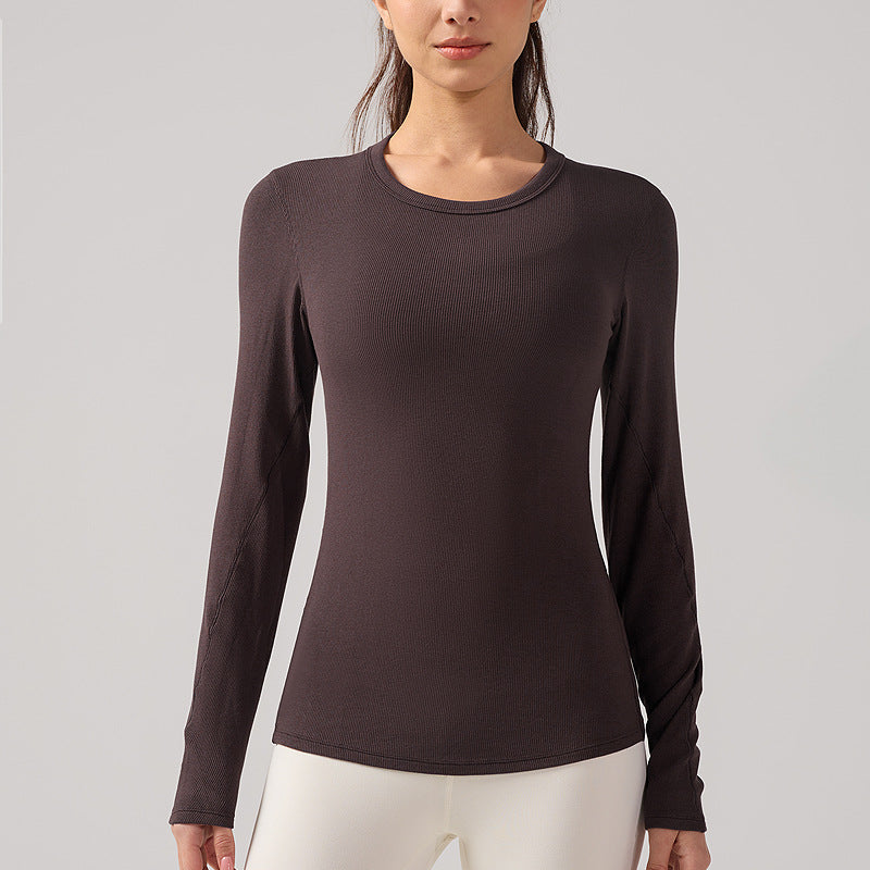 Nulr圆领长袖女裸感贴合健身T恤透气速干抗菌瑜伽服显瘦运动上衣