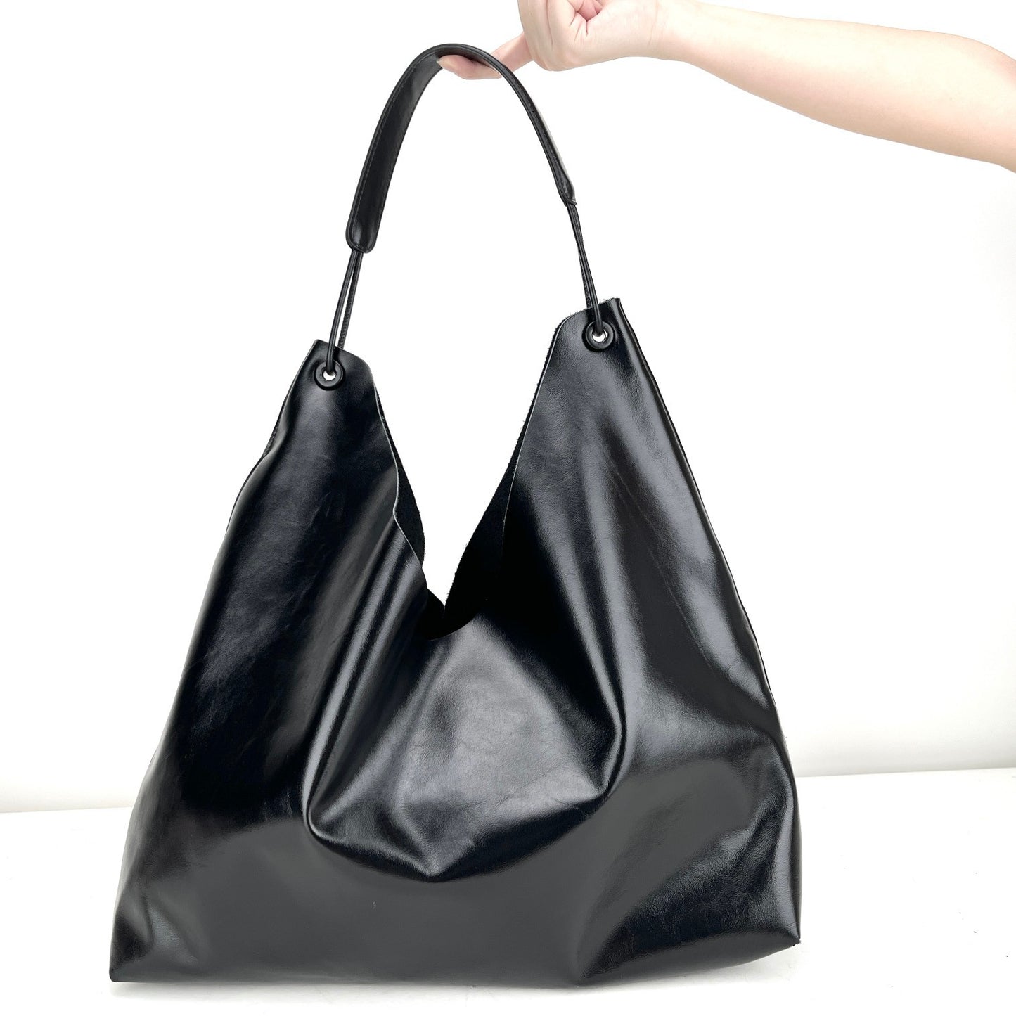 韩版潮慵懒简约头层牛皮大容量腋下包柔软通勤百搭休闲托特包代发