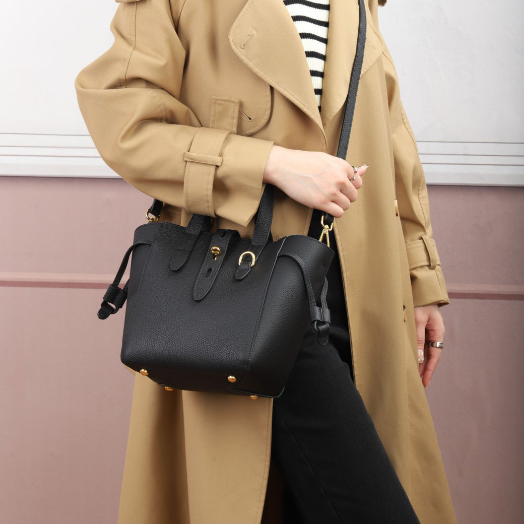 头层TOGO牛皮包包女2023新款大容量通勤单肩斜挎托特包外贸亚马逊