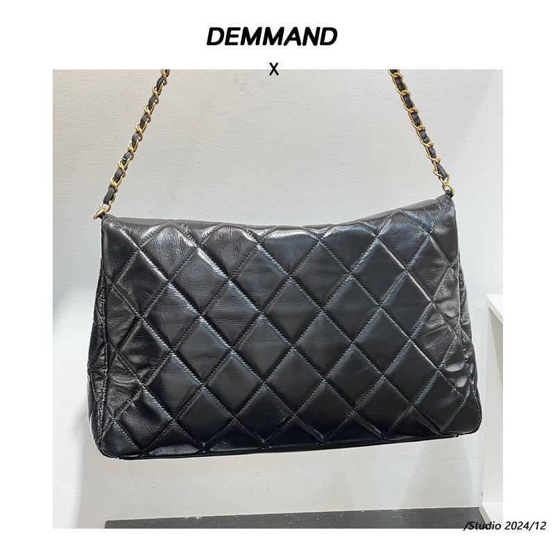 头层牛皮小香风链条托特包流浪包真皮腋下包大容量通勤单肩斜挎包