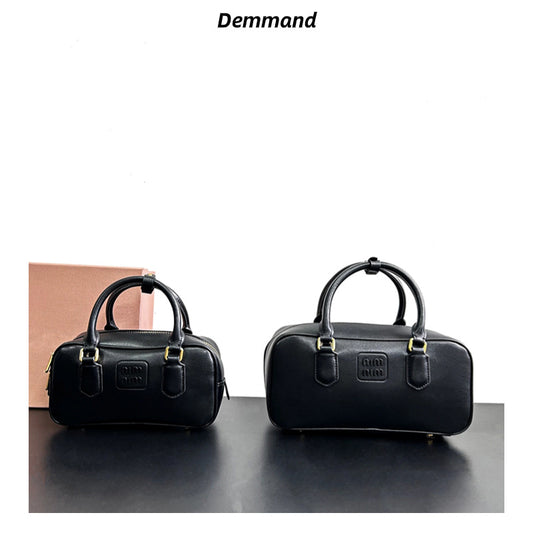 时尚百搭横款小手提包保龄球包小包包2023秋冬新款复古枕头包女包