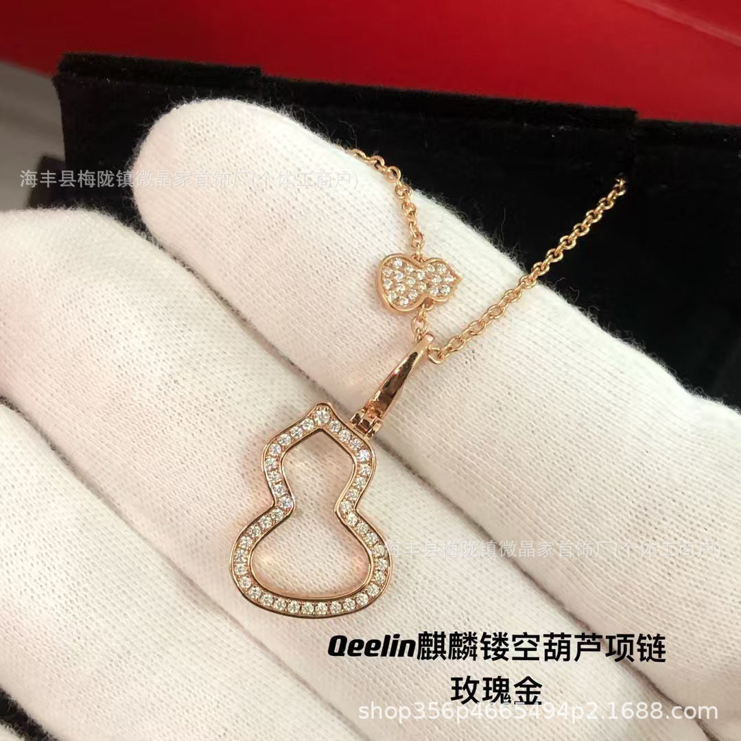 高版本葫芦福禄项链S925银镀18K玫瑰金CNC精工版厂家直销一件代发