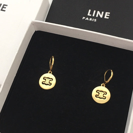 CE风22新款黄铜镀金圆片凯旋门吊坠项链女手链耳环气质光面锁骨链