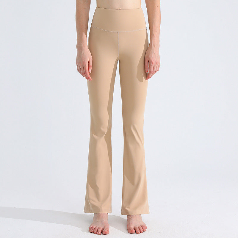 微喇叭运动瑜伽裤女高弹裸感吸湿速干健身裤高腰防卷边抑菌紧身裤