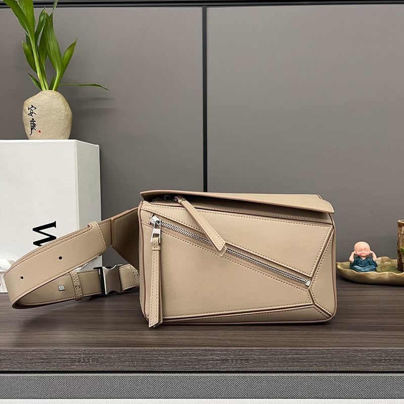 24新款经典Puzzle几何胸包真皮单肩斜挎男女包运动迷你牛皮腰包包