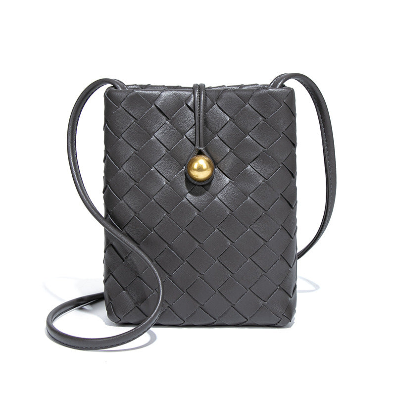 时尚迷你竖款编织手机包复古百搭斜挎零钱包小众质感潮流单肩女包