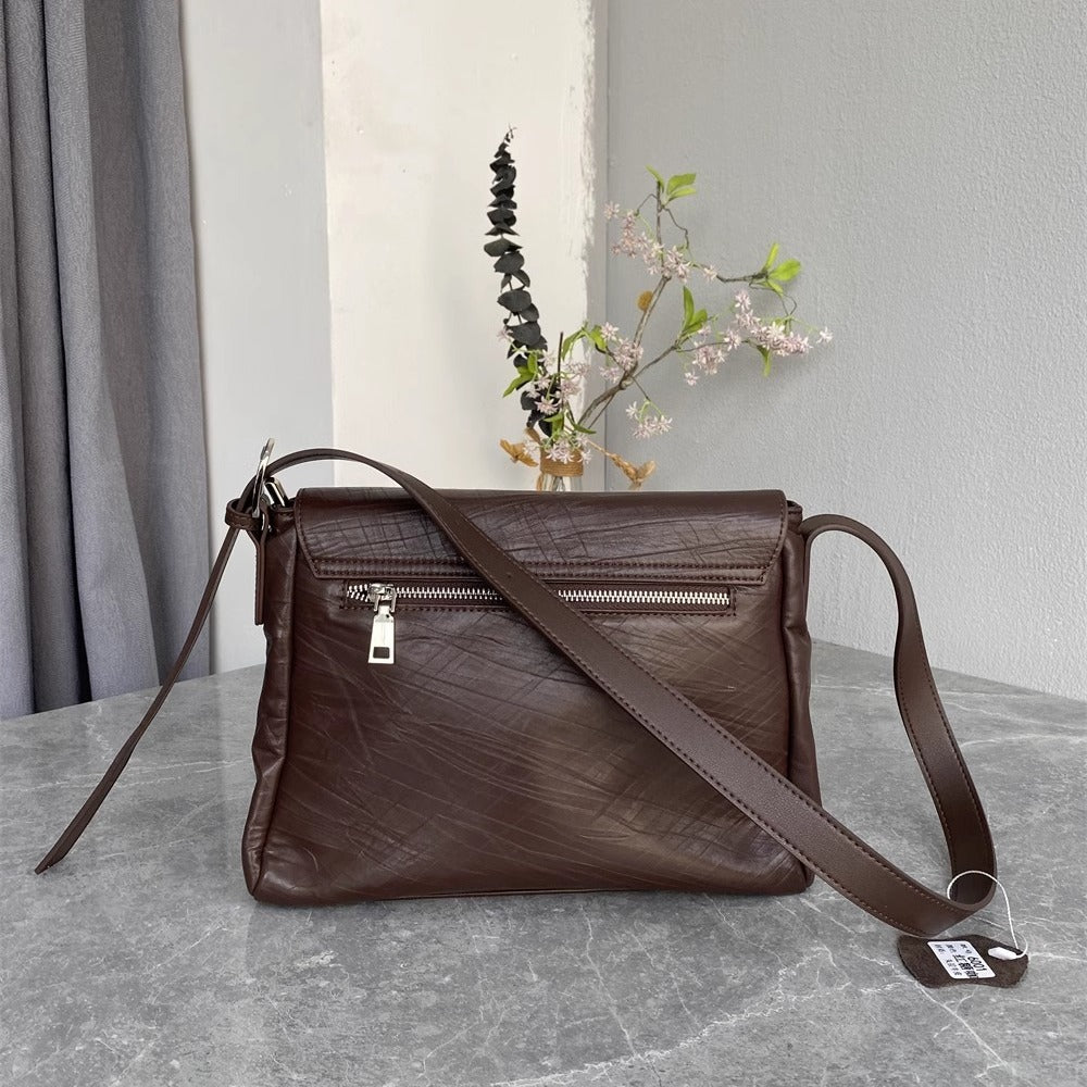 进口头层牛皮外贸出口时尚复古个性手抓纹树木纹休闲邮差包代批发