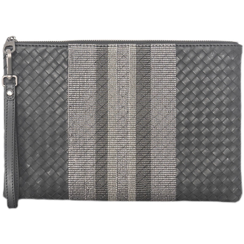 X&BV潮牌编织男士手包真皮大容量手拿包男商务信封包休闲夹包时尚