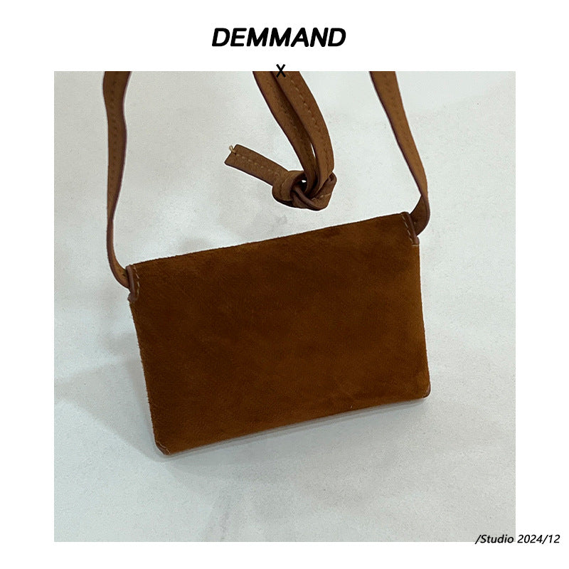 韩国hosa迷你真皮零钱包牛皮信封腰包磨砂麂皮小费包极简风口红包