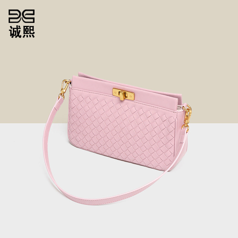 外贸批发初春新款手拎女包时尚休闲手工编织包约会百搭单肩腋下包