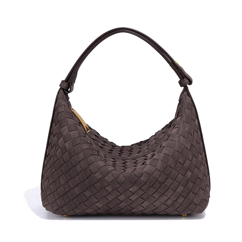 秋冬新品磨砂麂皮绒手拎饭盒包大容量高级感饺子包小众单肩腋下包