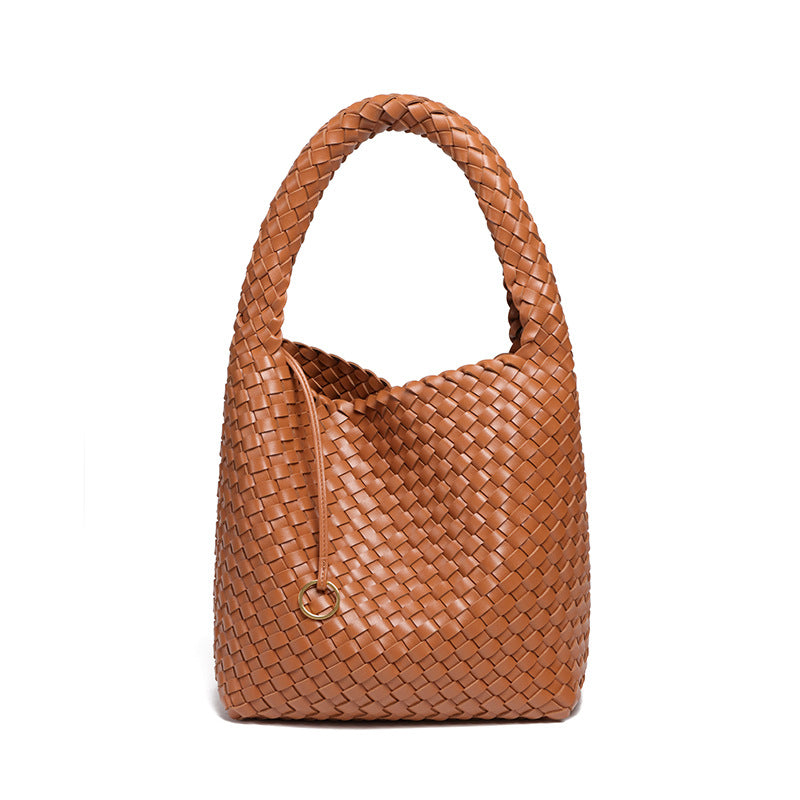 2025亚马逊新款手提编织女包大容量高级感托特包休闲百搭子母包包