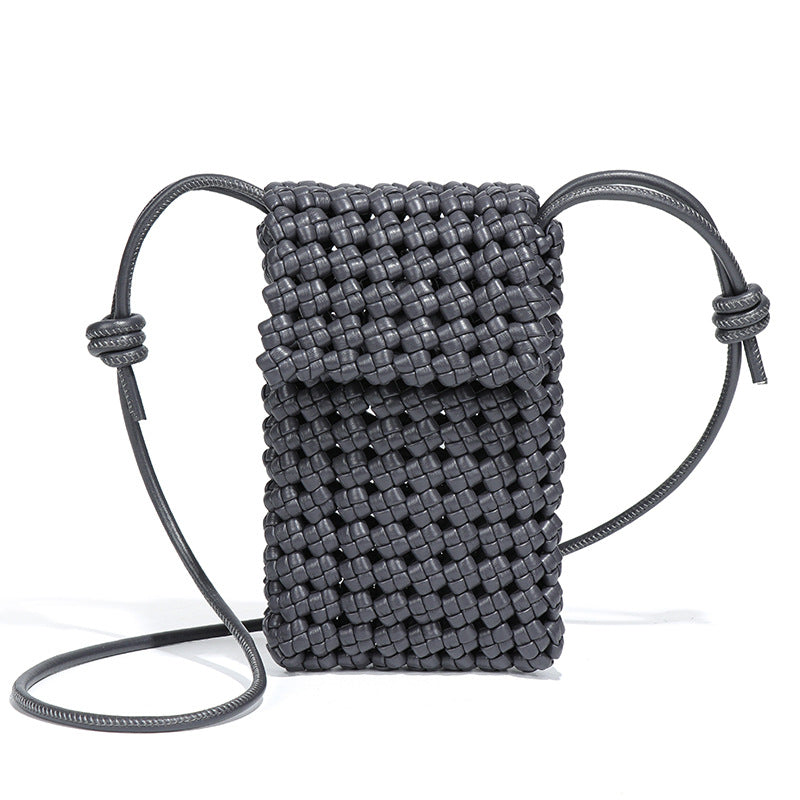 韩版时尚小众风车结编织手机包轻便百搭镂空单肩小包百搭斜挎女包