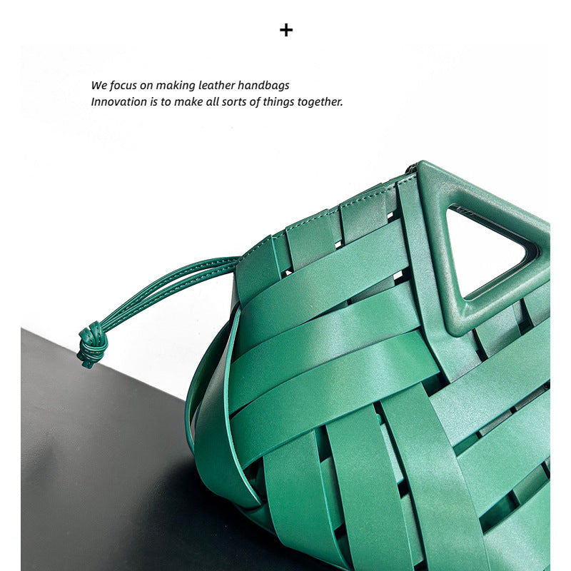 镂空菜篮子女包小众设计气质高级时尚倒三角手提编织包包2023新款