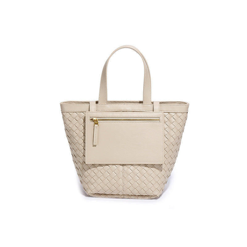 二合一手工编织包包秋冬复古大容量手提水桶包通勤百搭单肩斜挎包