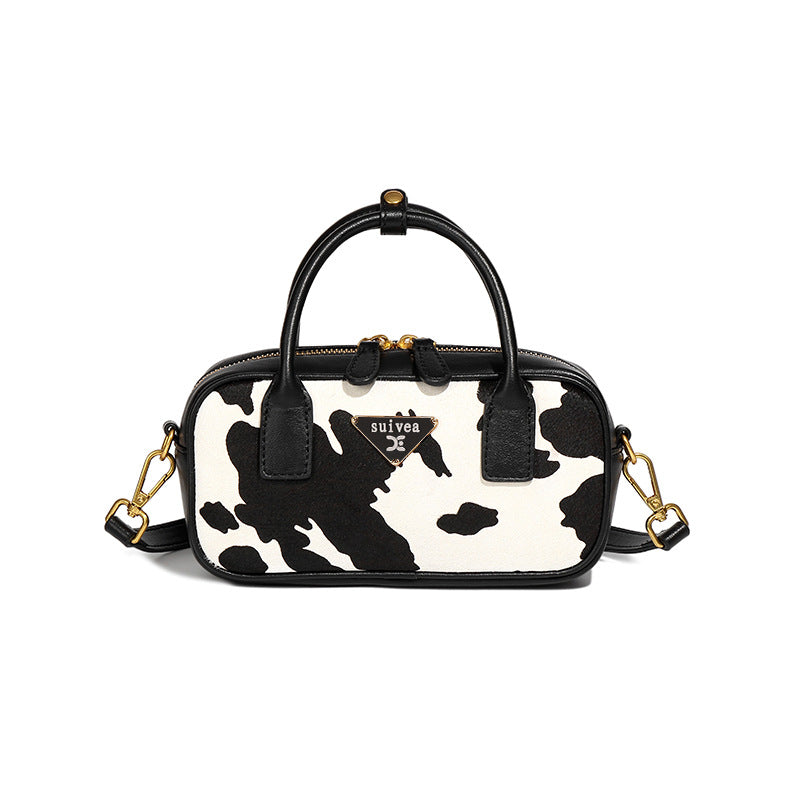 秋冬新款高级感豹纹手提包时尚百搭马毛包包质感通勤单肩斜挎女包