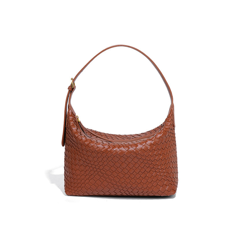 2025开春新款手工编织包包时尚单肩腋下包大容量通勤手提饭盒包女