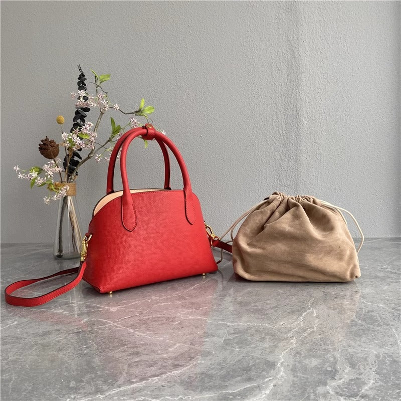 日韩潮包ins真皮手提百搭 手掌纹真皮贝壳包通勤质感包女一件代发