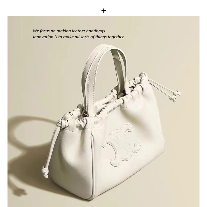 2023新款复古手提包凯旋门牛皮腋下托特包包女单肩斜挎包小众设计