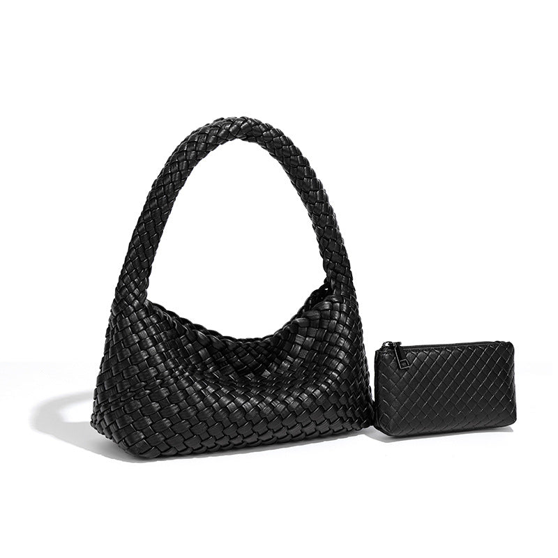 时尚小众2025新款手提包高级感大容量手工编织女包休闲单肩斜跨包