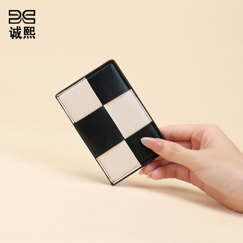 工厂批发时尚编织超薄卡包潮流棋盘格卡夹多功能男女通用收纳卡套