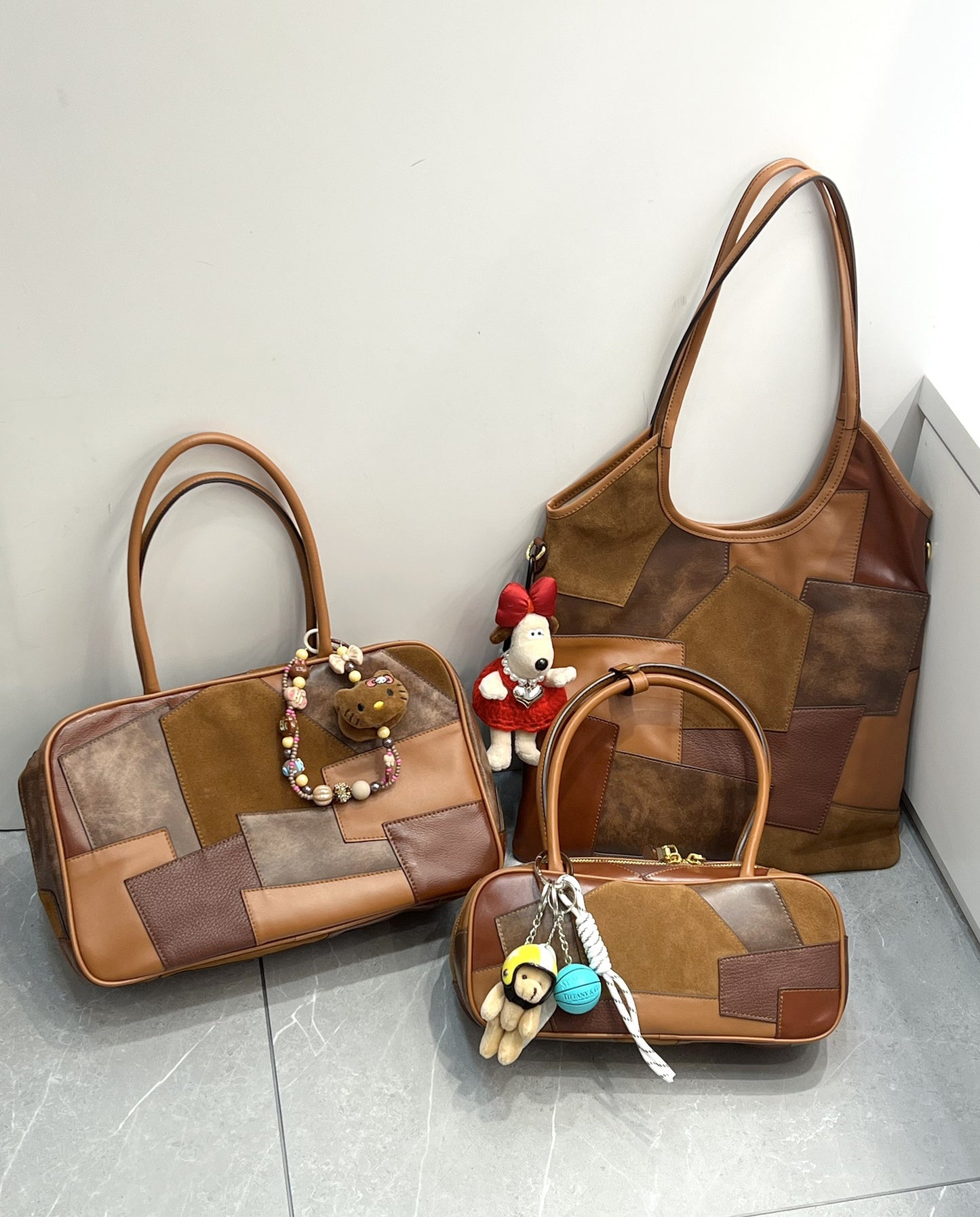 大容量保龄球包包女高级感小众中古腋下包复古真皮手提单肩包大包