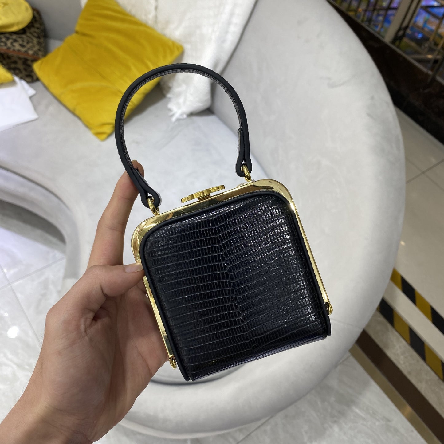 凯旋门腋下包女包包晚宴链条包斜挎手提小方包真皮盒子老花手拎