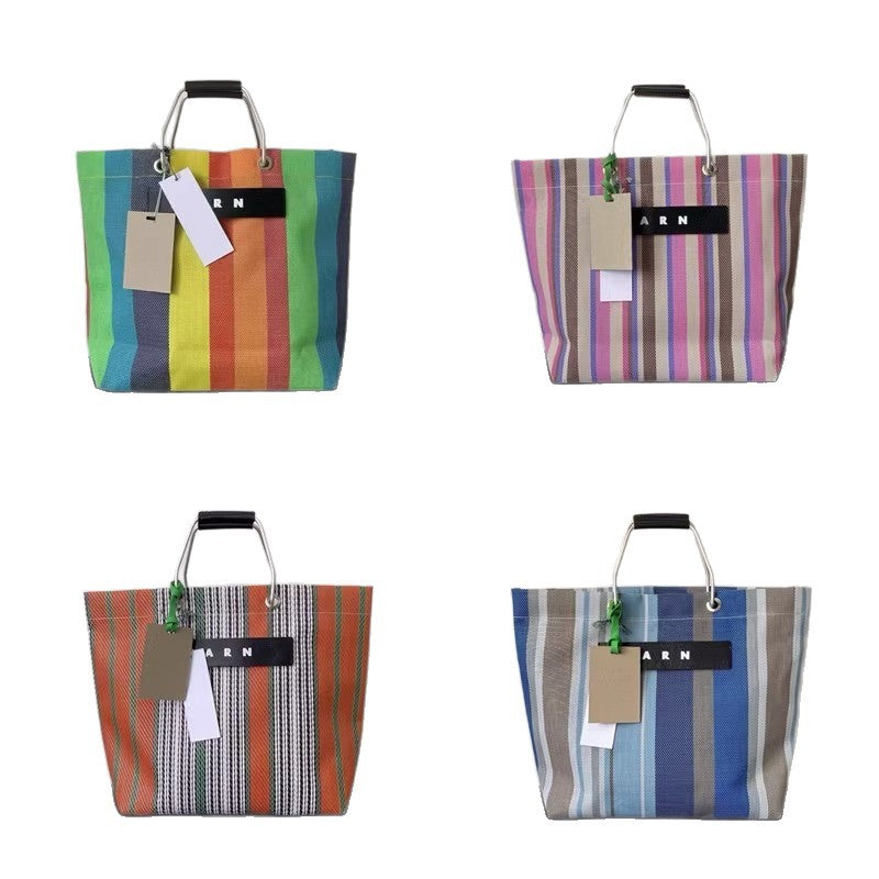 出口日韩MAR编织款铝制手提男女大容量休闲购物袋手提tote 托特包