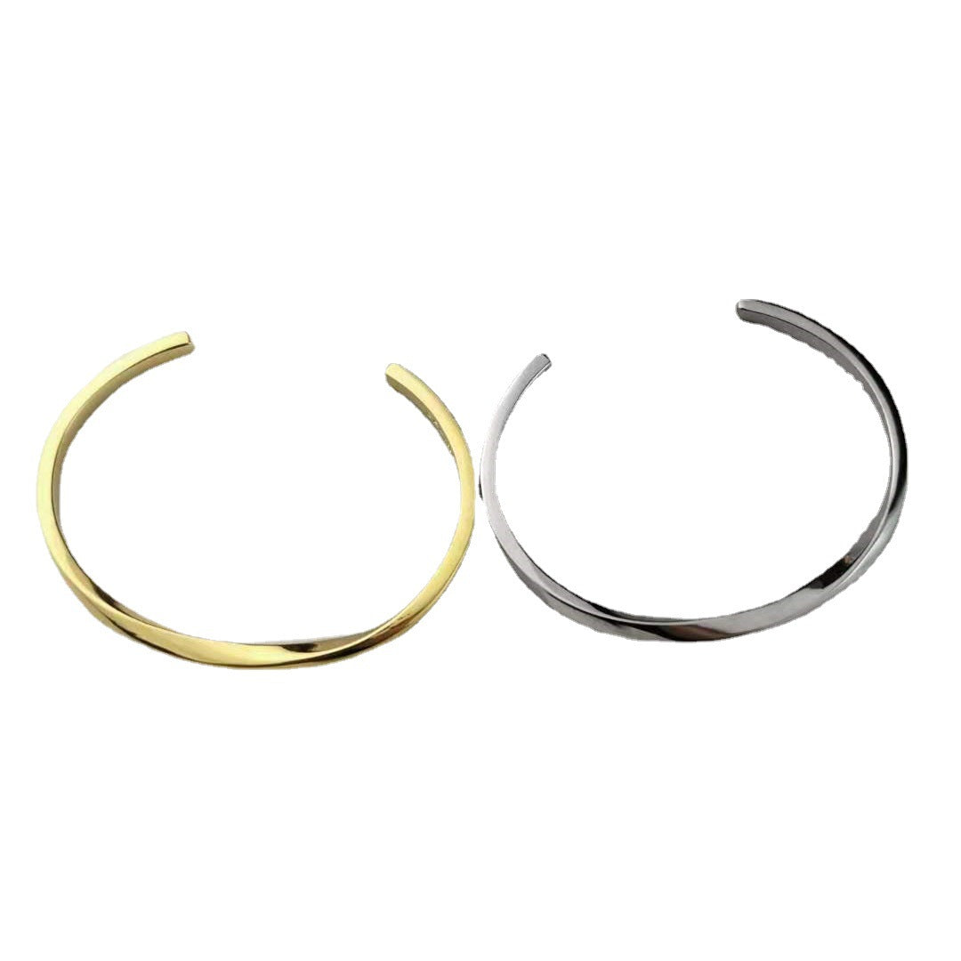 赛家2021新款光面扭转手镯女高级感极简风气质几何不规则扭扭手环