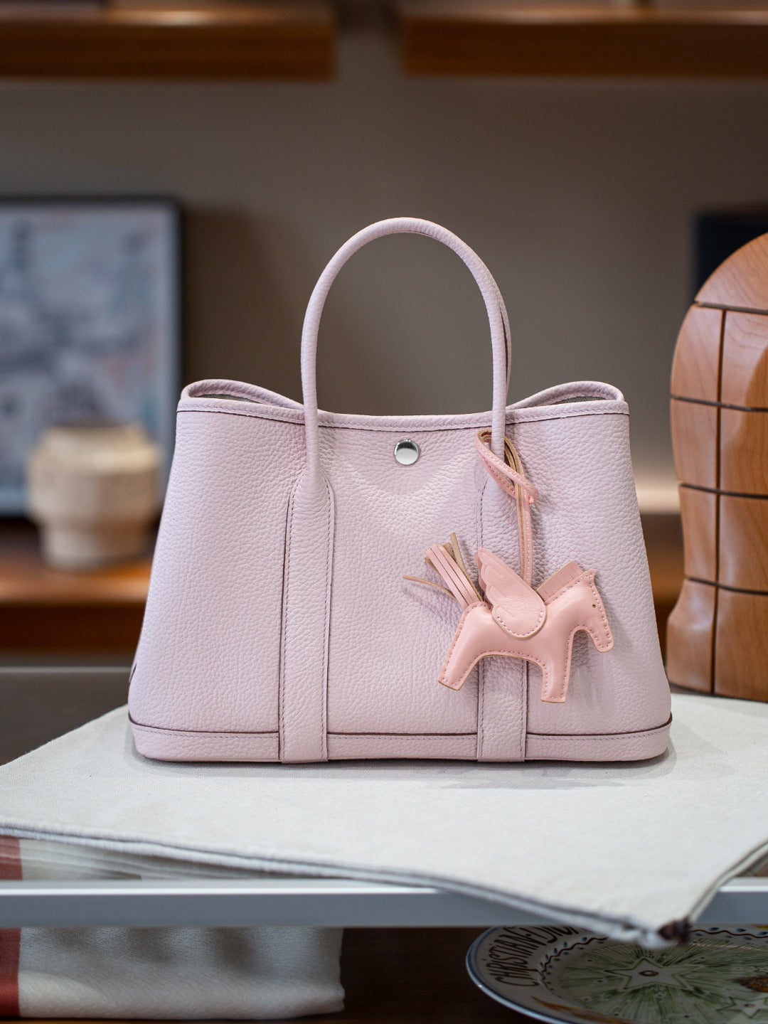 手工蜡线Garden party花园包真皮手提托特包通勤妈咪包购物袋女