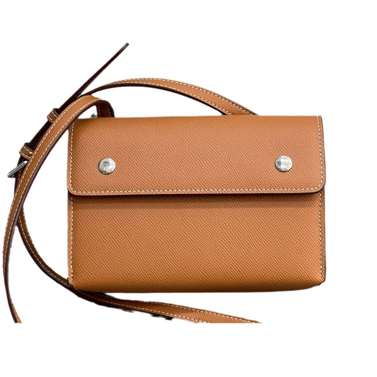 2024新款真皮中古款小腰包女手掌纹小方包简约通勤肩斜挎信封包潮