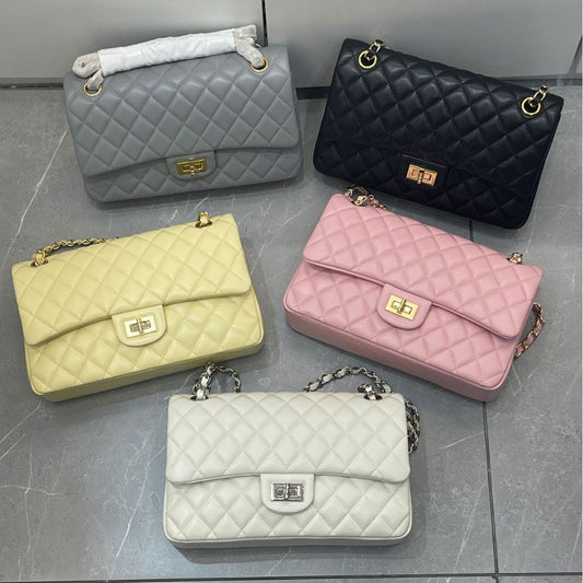 新款Cf手掌纹25cm大容量双链条单肩斜跨手拎潮范女包小资斜挎