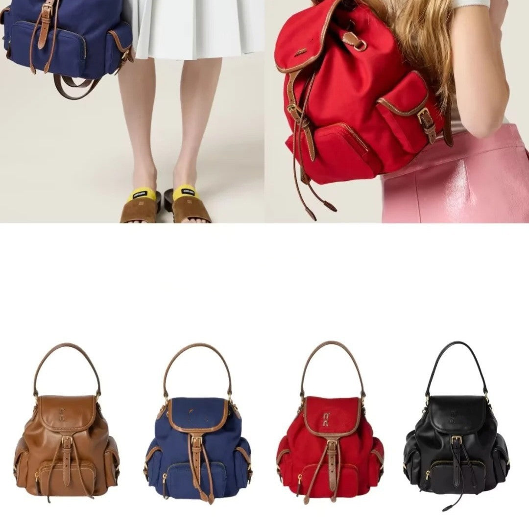 m缪家新款双肩包学院风复古背包日韩包包ins网红同款男女休闲帆布