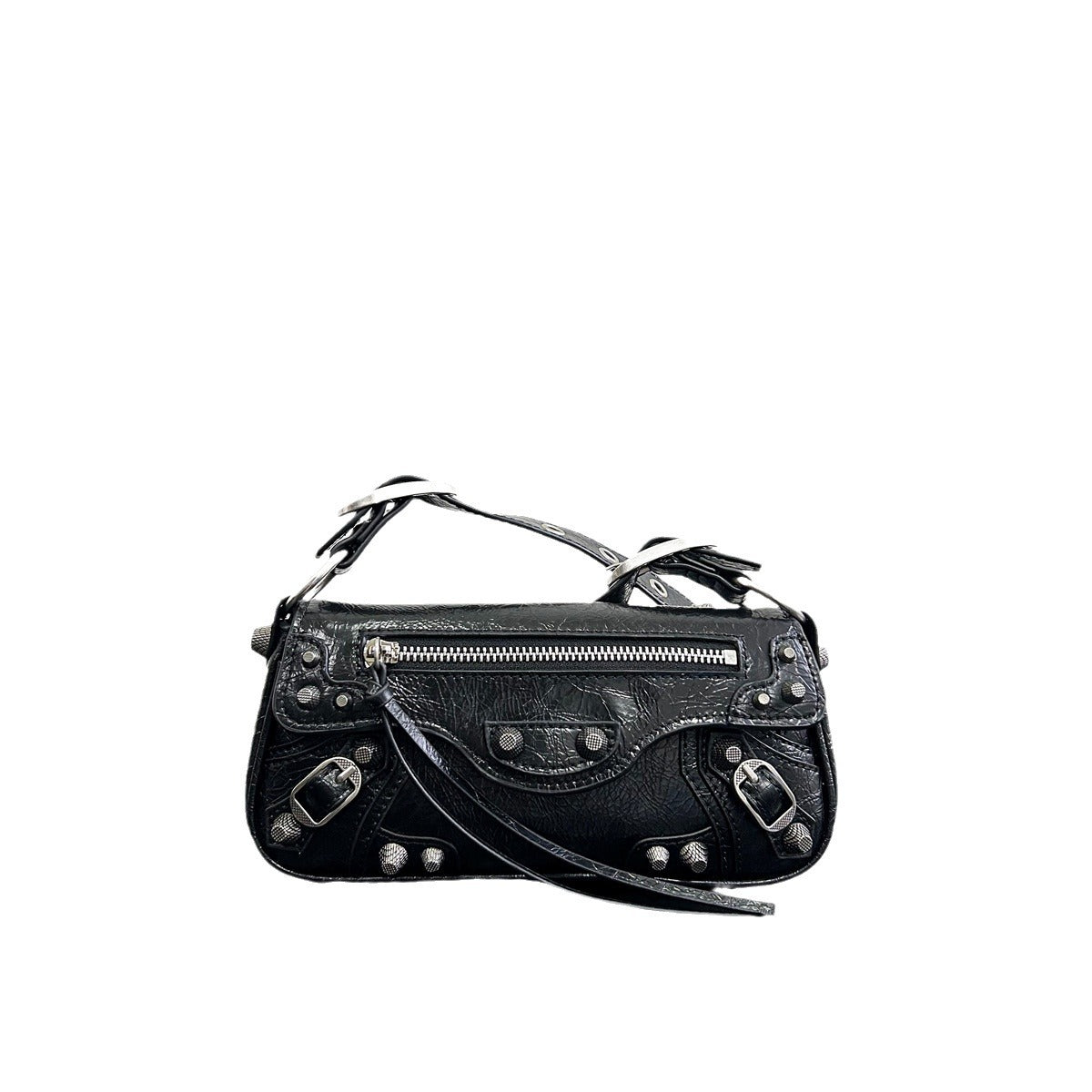 2023新款网红同款时尚暗黑机车铆钉设计方形包单肩斜挎包包中性包