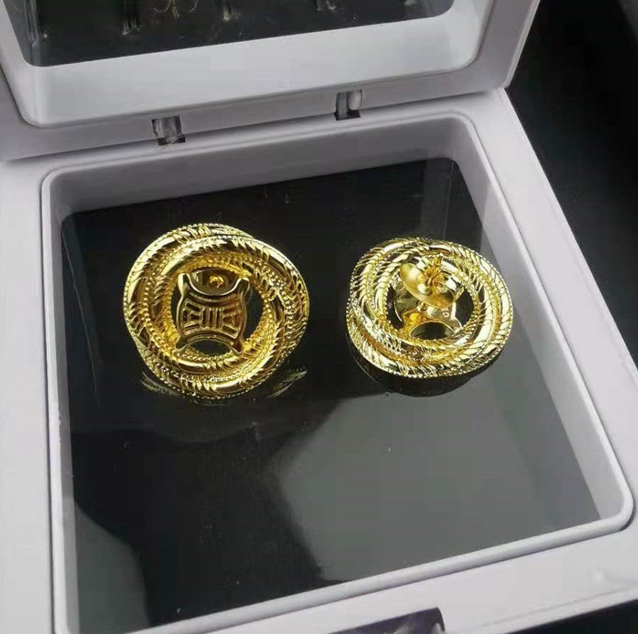 赛家新款凯旋门耳环简约时尚个性气质ins风线条缠绕形耳钉