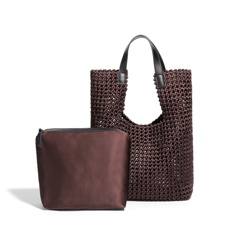 时尚韩版大容量托特包手工编织包风车结子母手提包休闲单肩腋下包