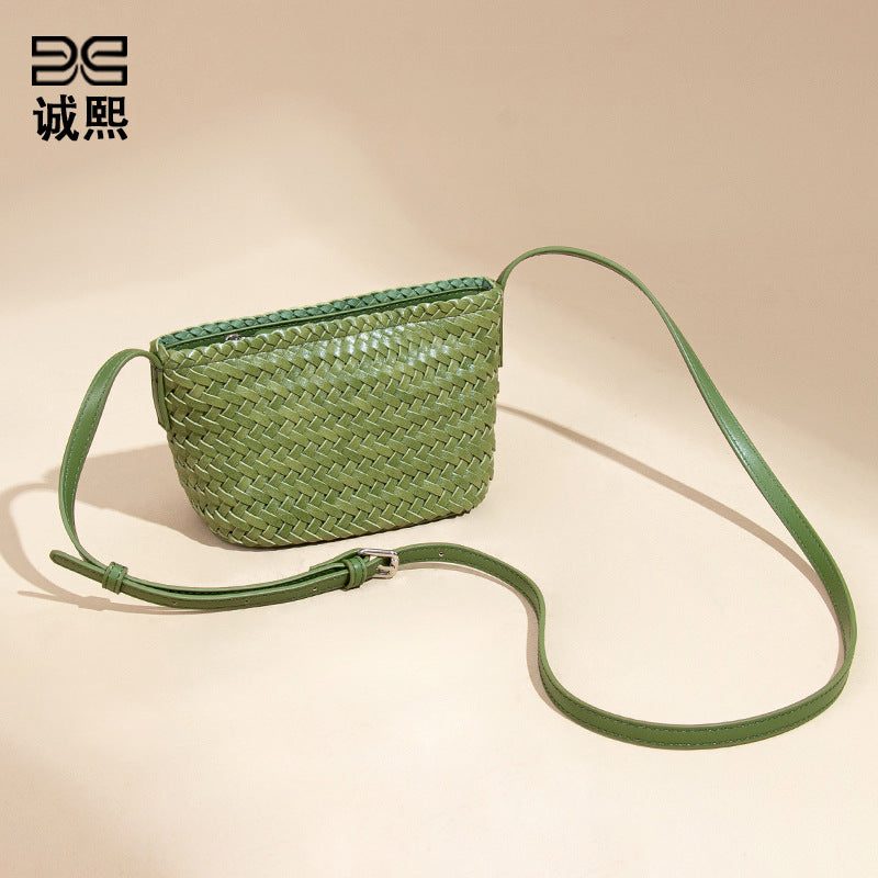 源头工厂手工编织包定制logo时尚清新百搭小方包休闲单肩斜跨包