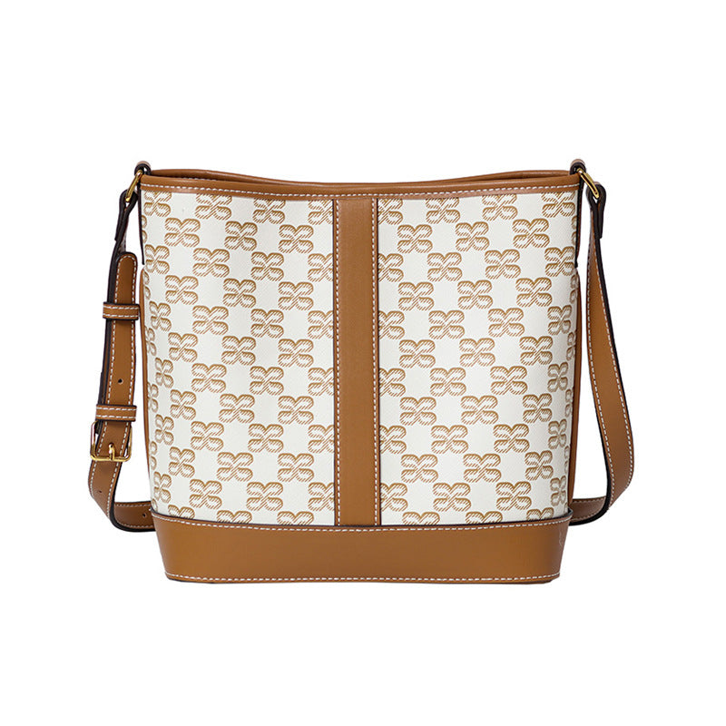 复古老花大容量凯旋门水桶包高级感时尚通勤百搭子母单肩斜跨女包