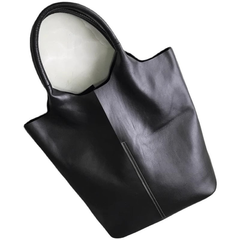 外贸工厂尾货真皮购物袋包慵懒潮托特包大容量通勤单肩腋下女包