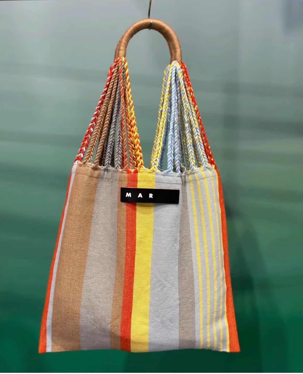 玛尼帆布吊床包针织条纹编织包大容量购物袋休闲单肩手提托特女包