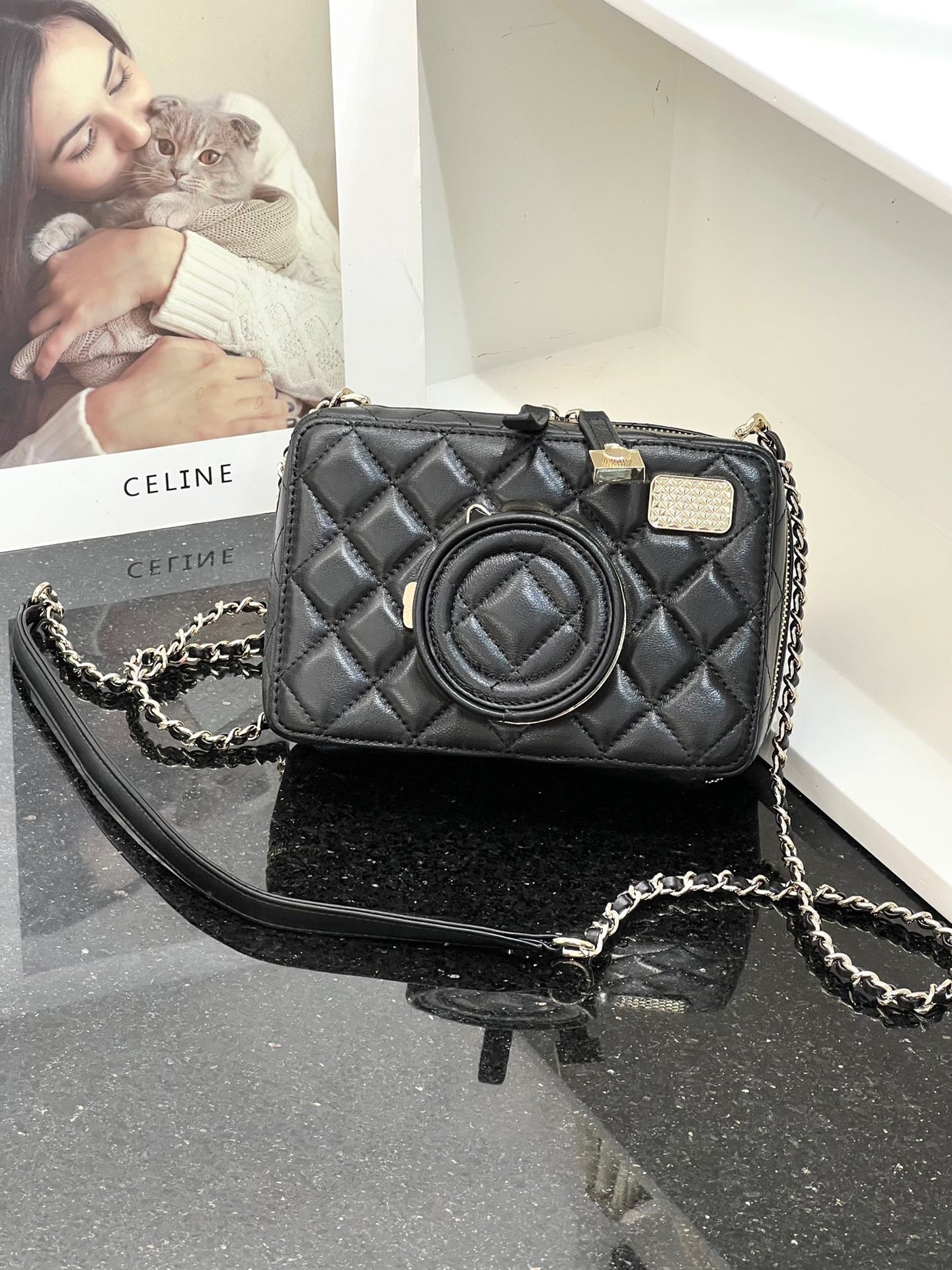 2024小香风包包进口小羊皮相机包斜挎包女小包包迷你手机包口红包